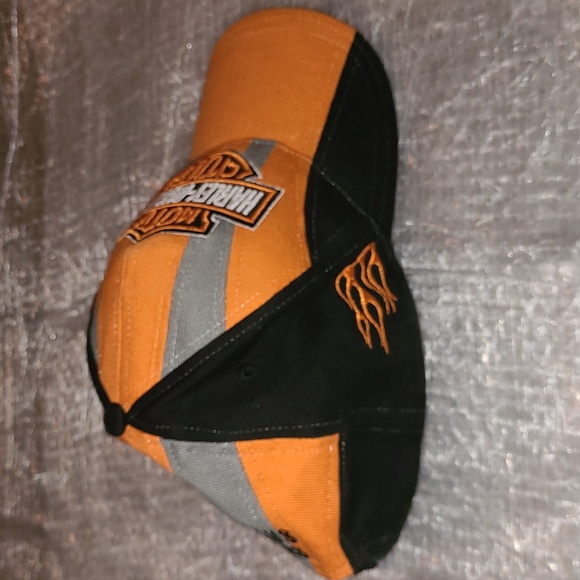 Used Orange/Black Y2K Harley Davidson Baseball Style Hat - Picture 6 of 6